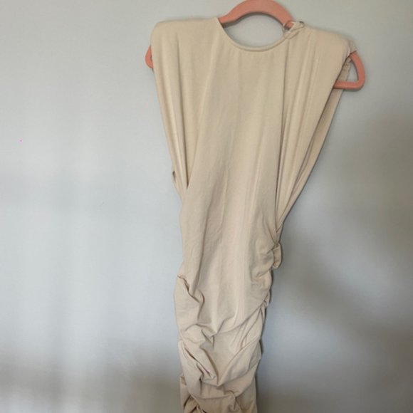 Fashion Nova Large Beige Ruched Midi Dress - Picture 1 of 1